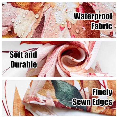 Image of Fall Eucalyptus Leaves Shower Curtain, Autumn Aesthetic Art Watercolor Plant Leaf with Floral Bathroom Decor, Waterproof Fabric Cloth Bath Curtain Set with Hooks (Brown-Orange, 72 inch W x 72 inch L)