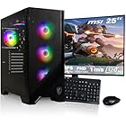 HYPER BYTE® - PC Gaming - Set Completo con AMD Ryzen 7 5700G | 32 GB de RAM DDR4 | SSD 1 TB | Monitor de 25 Pulgadas | Ratón & Teclado | WLAN | Win11 Pro | Ordenador sobremesa Gamers