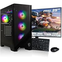 HYPER BYTE® - PC Gaming - Set Completo con AMD Ryzen 7 5700G | 32 GB de RAM DDR4 | SSD 1 TB | Monitor de 25 Pulgadas | Ratón & Teclado | WLAN | Win11 Pro | Ordenador sobremesa Gamers