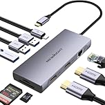 Laptop Docking Station Dual Monitor, Newmight Dual HDIM Adapter für 2 Monitore mit 2 HDIM 4K, 1 Gbps Ethernet, PD 100W Aufladen, 3 USB 3.0, SD/TF Reader, USB C Docking Station für HP/Dell