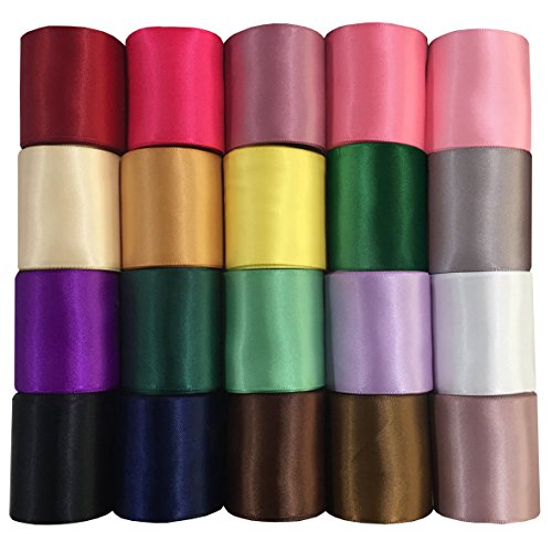 Duoqu Solid Double Face Satin Ribbon 2 inch Wide by 40 Yards (20 Colors, 2 Yards Each)