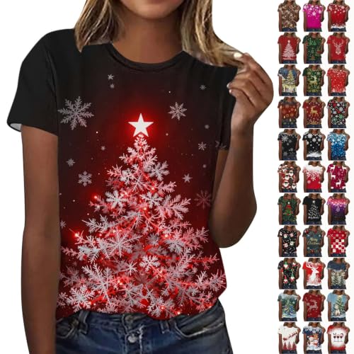 Christmas Shirts for Women Short Sleeve Crew Neck Top Going Out Blouse - image 1