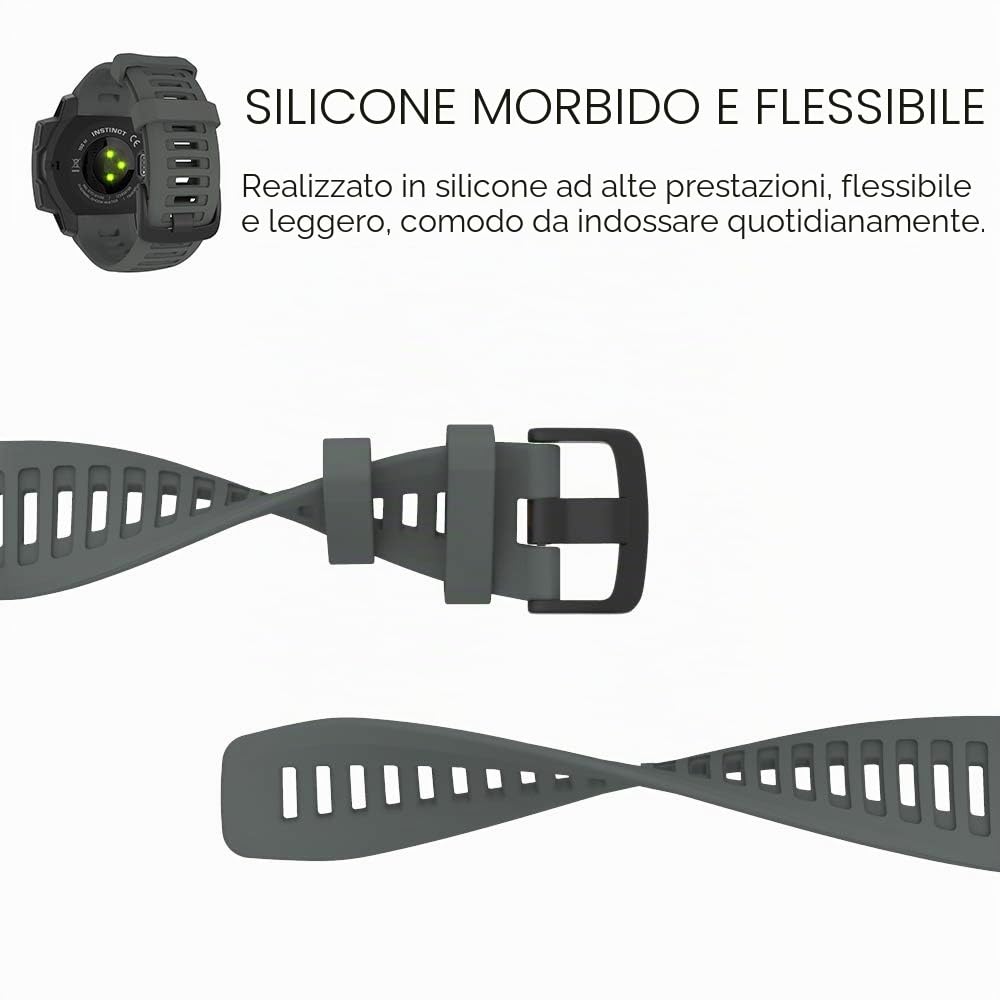 MoKo Cinturino Compatibile con Garmin Instinct/Instinct Solar/Tactical/Instinct 2 Smartwatch GPS, 22mm Braccialetto Sportivo di Ricambio in Silicone Morbido