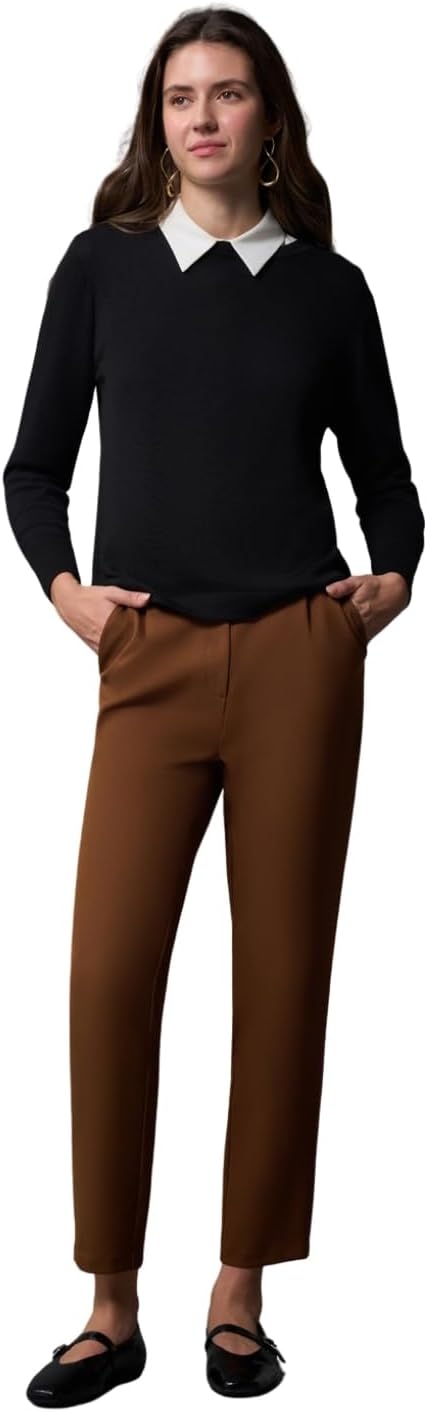 Women's Basic Double Elastic Trousers, Ankle Length