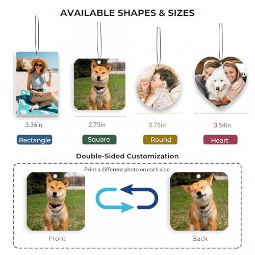 Image of Custom Air Freshener for Car, Personalized Air Fresheners, Custom Double Sided photo Air Freshener, for Wardrobe,Bathroom and Hanging Ornaments (square)