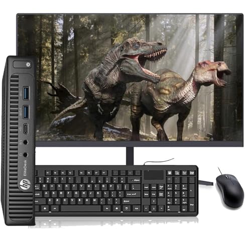 HP EliteDesk 800 G2 Mini Ordenador de sobremesa con monitor de 24 pulgadas, Intel Core i3 6100, 16 GB de RAM, SSD de 256 GB, teclado EE.UU., WiFi, Bluetooth, Windows 11 Pro (Reacondicionado)