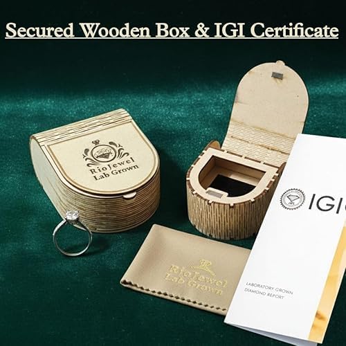 1–5 Carat Lab Grown Diamond Ring VVS2 10K 14K 18K Solid Gold & 925 Sterling Silver Engagement Ring Half Coverage Halo Wedding Bridal Anniversary Ring for Women(IGI-CERTIFIED)