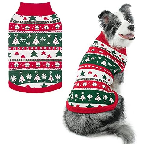PUPTECK Christmas Dog Jumpers - Soft Warm Dog Sweaters Cold Weather Coats Knitted Clothes for Small Medium Large Dogs Winter Wearing Cover