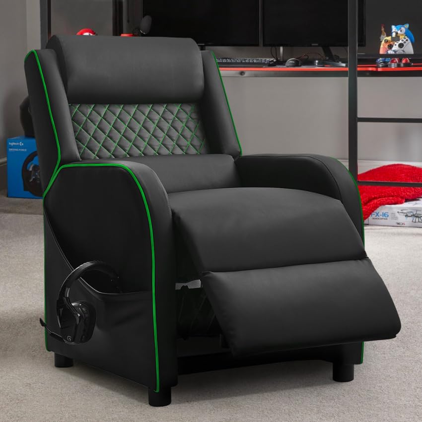 Produce Shop Poltrona Gaming reclinabile a Spinta con poggiapiedi in Similpelle Challenge - Verde