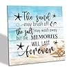 Beach Wood Sign The Sand may Brush Off the Salt may Wash Away but the Memories will Last Forever Wood Plaque Table Art Sign Ocean Theme Decorations for Home Beach House Decor Beach Family Sign H