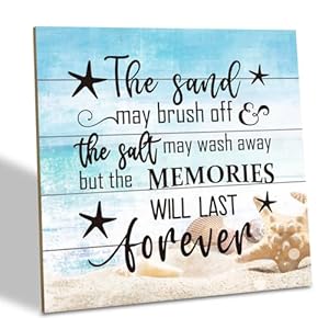 Beach Wood Sign, The Sand may Brush Off the Salt may Wash Away but the Memories will Last Forever, Wood Plaque Table Art Sign, Ocean Theme Decorations for Home, Beach House Decor, Beach Family Sign H Beach Wood Sign The Sand may Brush Off the Salt may Wash Away but the Memories will Last Forever Wood Plaque Table Art Sign Ocean Theme Decorations for Home Beach House Decor Beach Family Sign H