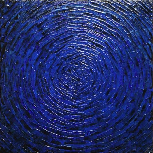 Œuvre bleue abstraite d'éclat concentrique bleu sombre 30x30 cm