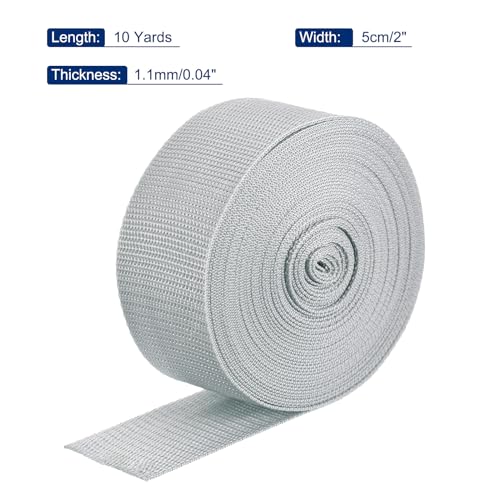 Image of MECCANIXITY Lightweight Polypropylene Webbing Strap 2 inch 10 Yard Backpack Strapping Band Light Grey for Outdoor Luggage Cargo Straps