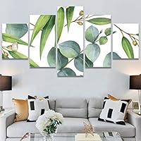 SIGNWIN 5 Panel Canvas Wall Art Modern Art Decorative Elements Fun Illustrations Leaves Multicolor Patterns for Home Decorations Ready to Hang - 60