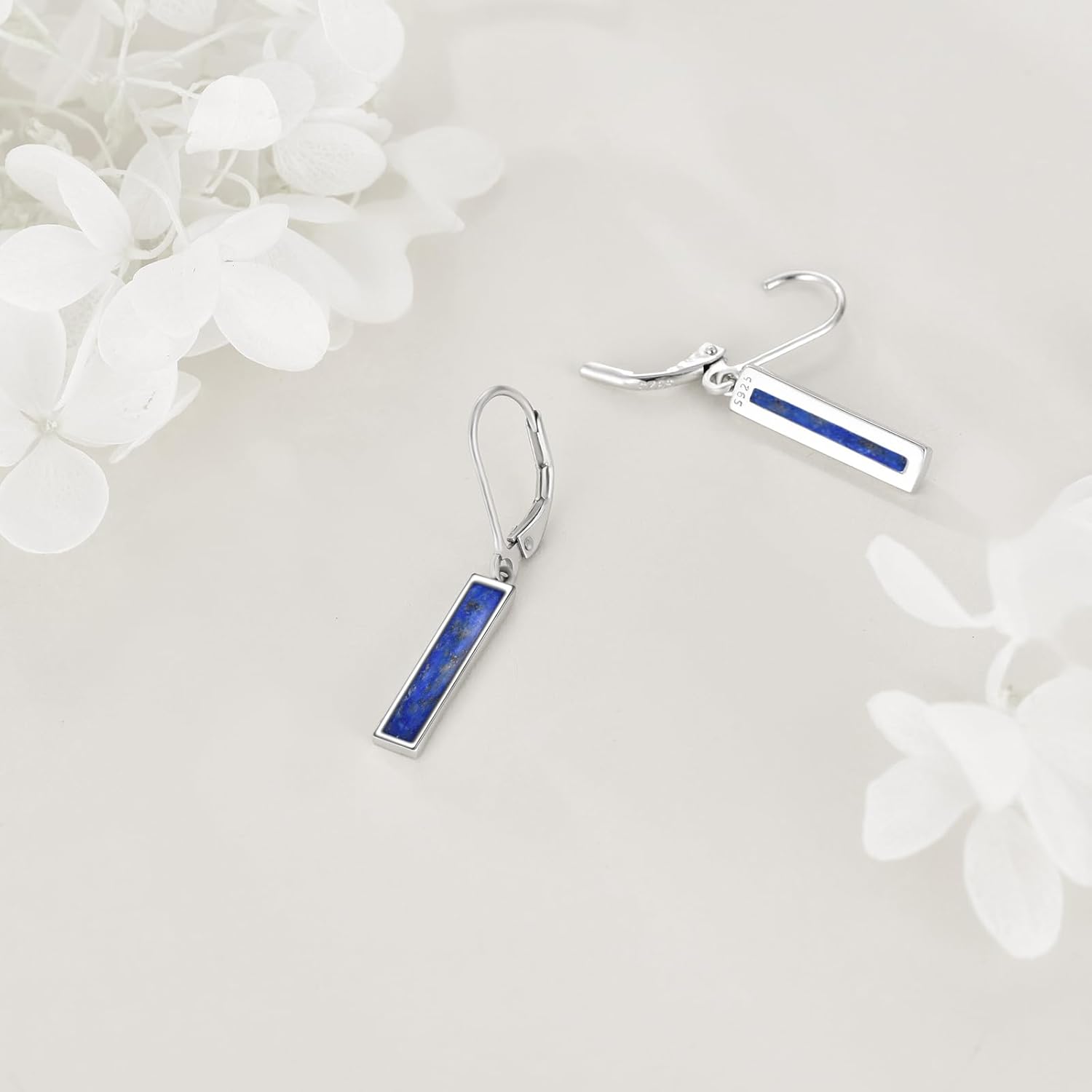 CRMAD Abalone Shell Bar Earrings for Women Sterling Silver Leverback Earrings Abalone Jewelry Gift - Image 3