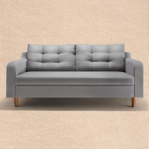 Image of Duroflex Ease Plus - 3 Seater Sofa Set for Living Room | 3 Year Warranty | Premium Wooden Frame Sofa | Anti-Pilling Fabric, Fade & Termite Resistant | Comfortable & Durable Couch - Steeple Grey