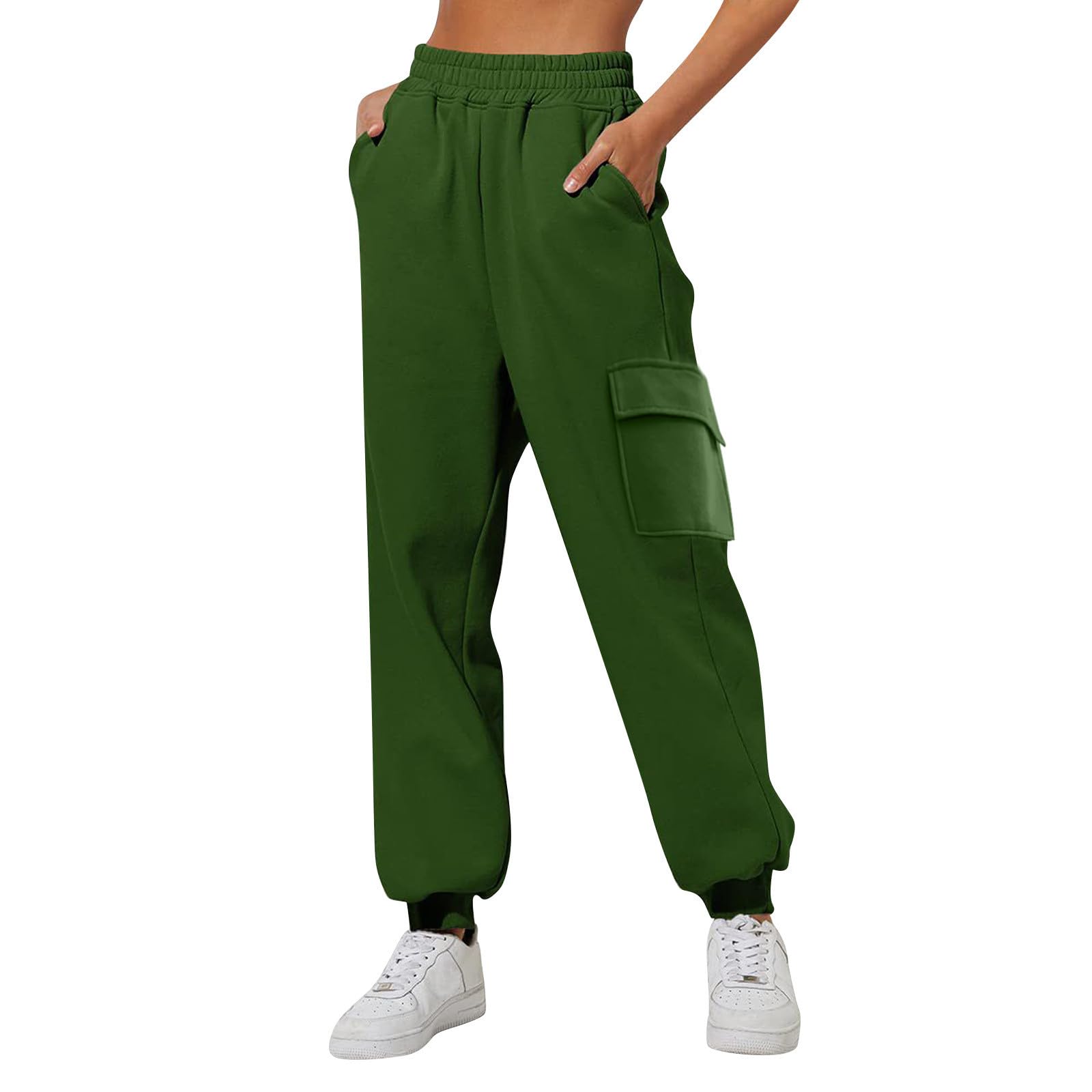 GenericStraight Leg Joggers for Women High Waisted Plain Trousers Lounge  Sports Cinch Bottom Tracksuit Pants with Pockets Sweat Suit Women's Wide Leg