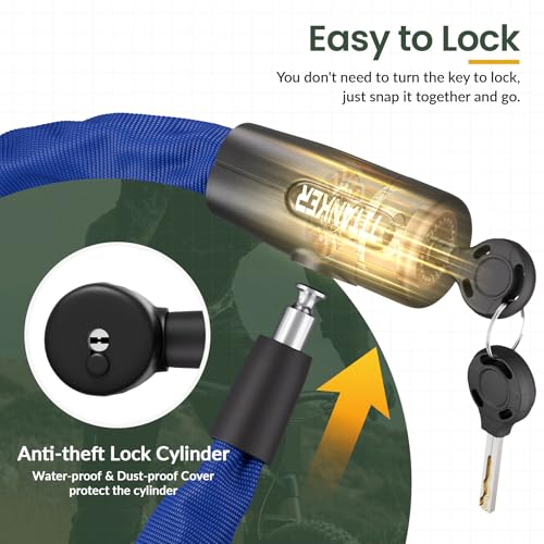 Image of Titanker Bike Chain Lock with Keys, 3.3 Feet Security Heavy Duty Anti-Theft Bicycle Chain Locks for Bike, Motorcycle, Bicycle, Door, Gate, Fence, Grill (6mm, 8mm, 10mm Thick Chain)