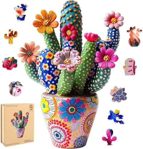 Mys Aurora Puzzles for Adults Cactus Flower Wooden Puzzles, 500 P...