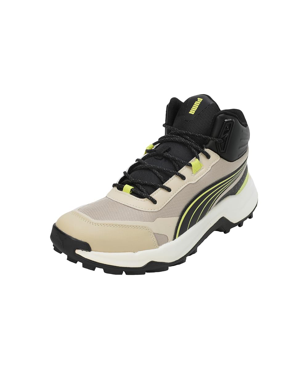 Puma Mens Questblitz Mid Toasted Almond-Lime Sheen-Black Running Shoe - 10 UK (31112403)