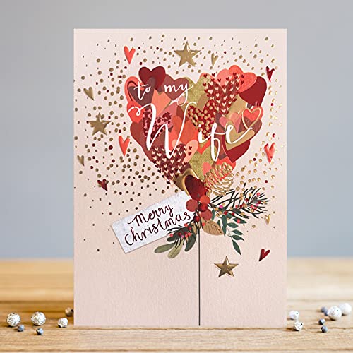 Wife Christmas Love Heart Greeting Card Blank Inside
