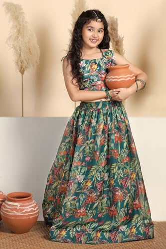 Image of Fashion Dream Girl's Silk Blend Readymade Lehenga Choli Set |Lehenga Choli for Girls|Ethnic Wear|Kids Lehenga