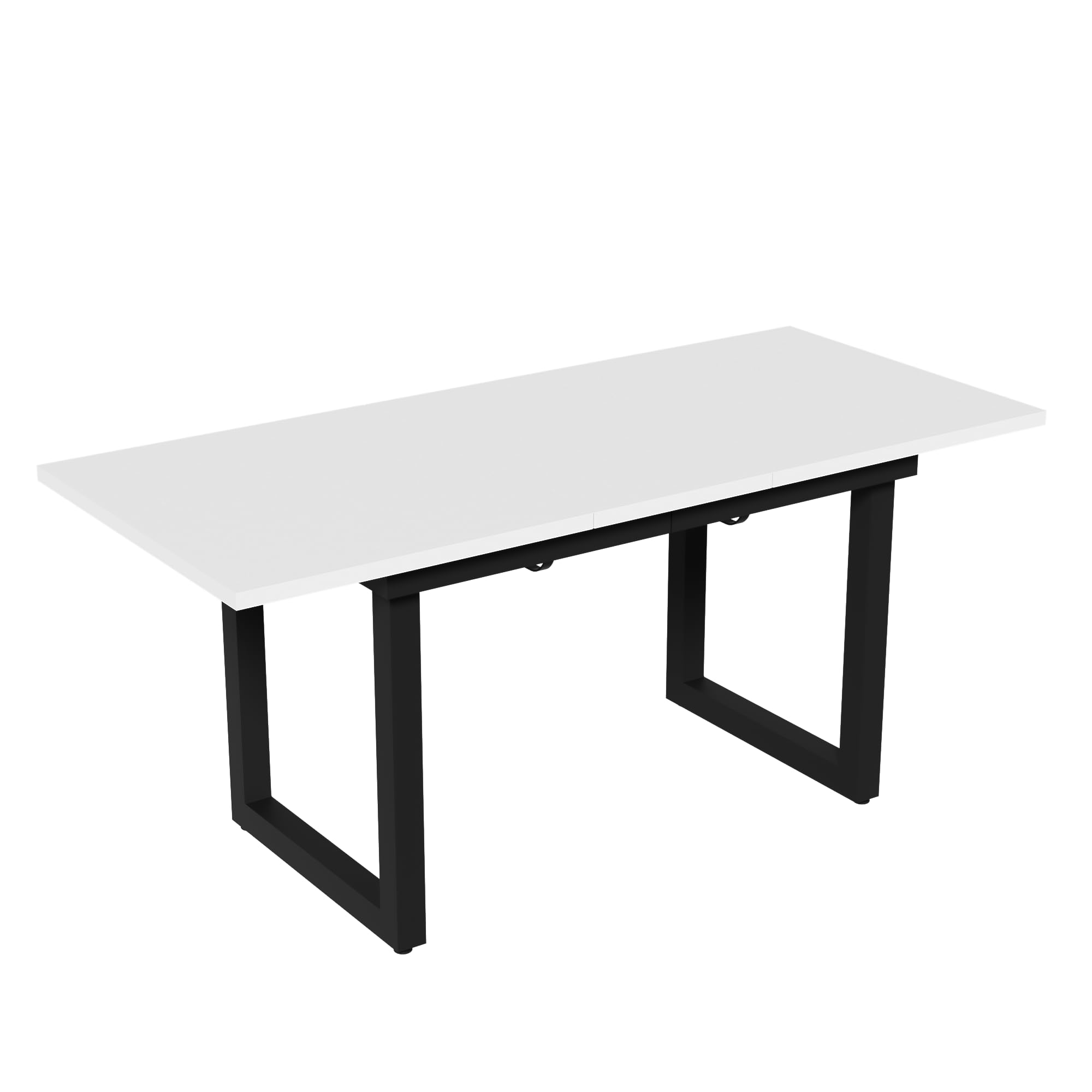 Merax Esstisch 140/180x80x75cm, Ausziehbar Esszimmertisch mit Tischbeine aus Metall, Rechteckiger Küchentisch für Wohnzimmer und Esszimmer, Weiß