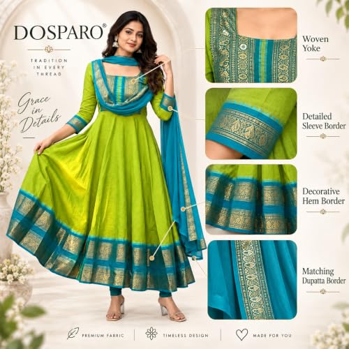 Image of Elegant Zari Jacquard Weaving Gown with Lace Border Dupatta - Traditional Indian Ethnic Wear for Weddings, Festivals, and Special Occasions