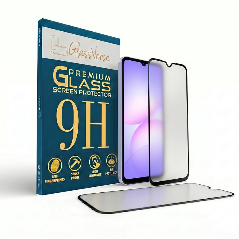 Image of GlassVerse Matte Tempered Glass for Samsung Galaxy A07 | Anti Glare, Smooth Touch Screen Protector, 9H Hardness, Edge to Edge, Case Friendly, Hassle-less Installation Kit Included. (Pack of 1)