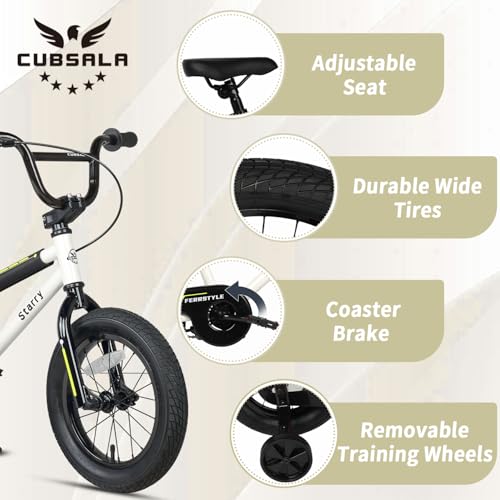 Image of 12 14 16 18 Inch Kids Bike BMX Style Bicycle with Training Wheels Coaster Brake for 2-10 Years Old Toddlers Boys Girls Multiple Colors