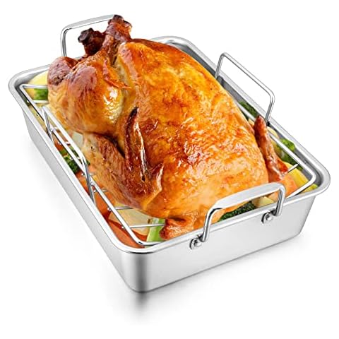 Joyfair 14-inch Roasting Pan with Rack Cover