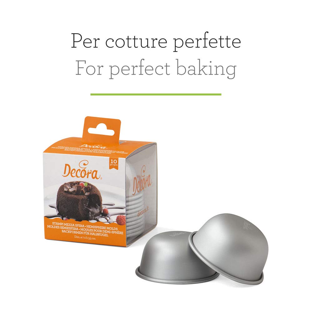 Decora 10 Anodized Aluminum Hemisphere Cake PAN Ø 7 X H 3,5 CM, Alluminio Anodizzato, Silver