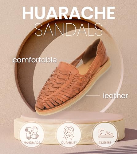 Macarena Collection Womens Shoes Leather Sandal Flat for Women | Huarache Handmade Mexican Sandals | Comfortable & Stylish Womens Sandals 30503