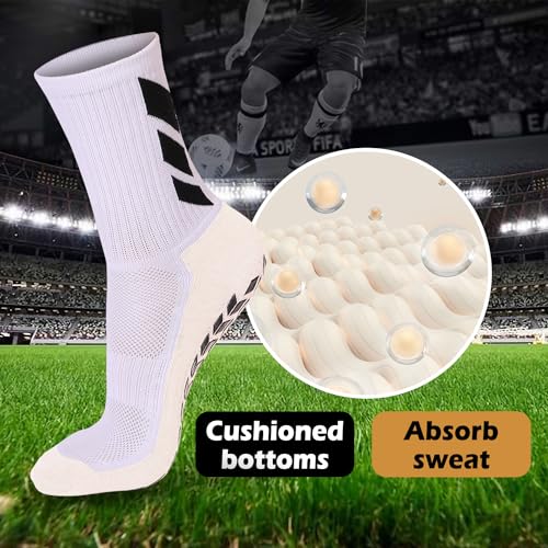 Non-Slip Grip Socks for Men | 4-Pack Sports Socks for Soccer, Basketball, Volleyball, Pilates | Hospital Socks for Men4