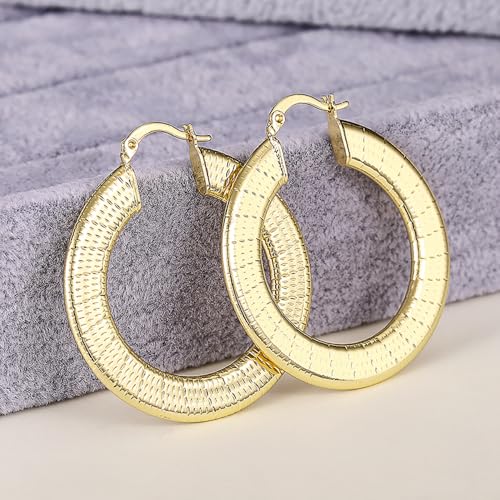 Flat Design Hoop Earrings for Women Metal Gold Color Fashion Accessories2