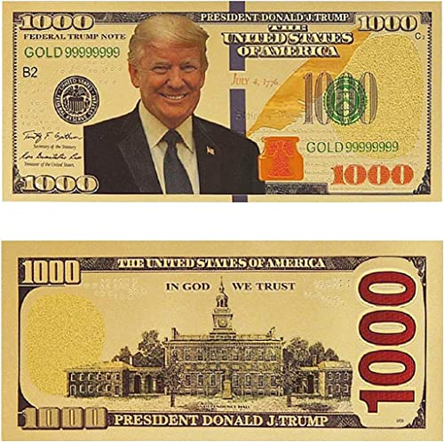LONG7INES 1000 Dollar Donald Trump Bill Banknote, One Thousand 24k Gold Coated Donald Trump Legacy Limited Edition Million Dollar Bill Great Gift for Currency Collectors and Republican (60 Pieces) - Thumbnail 3