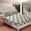 Erosebridal Plaid Bed Sheets Full Beige Sage Green Checkerboard Bedding Geometric Checkered Sheet Set for Kids Boys Girls, Aesthetic Grid 1 Fitted Sheet 1 Flat Sheet 2 Pillow Cases #3