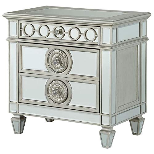 ACME Furniture Varian Nightstand, Mirrored ACME Furniture Varian Nightstand, Mirrored