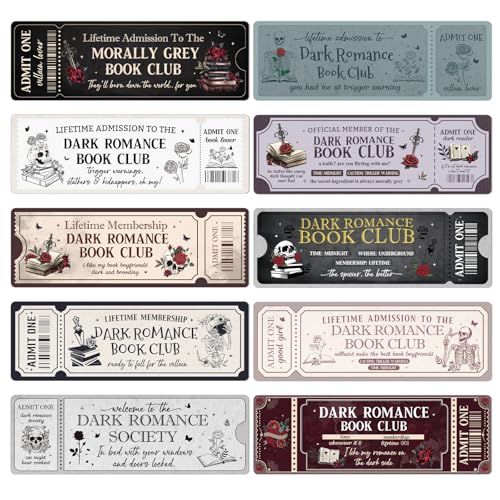 Wxiben Dark Romance Bookmarks Gifts - 20 Pcs Book Club Bookmark Skeleton Flower Book Marks Gothic Romantasy Book Mark Page Marker Clip Gift for for Women Girls Romance Reader Students Teachers Bookish