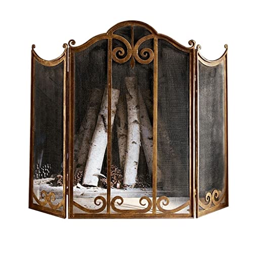 Paravento per camino, in metallo, stile retrò, a tre pieghe, per soggiorno, protezione dalle scintille, decorazione per camino di casa