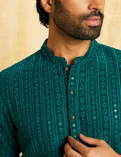 Image of Symbol Premium Men Cotton Embroidered Long Kurta