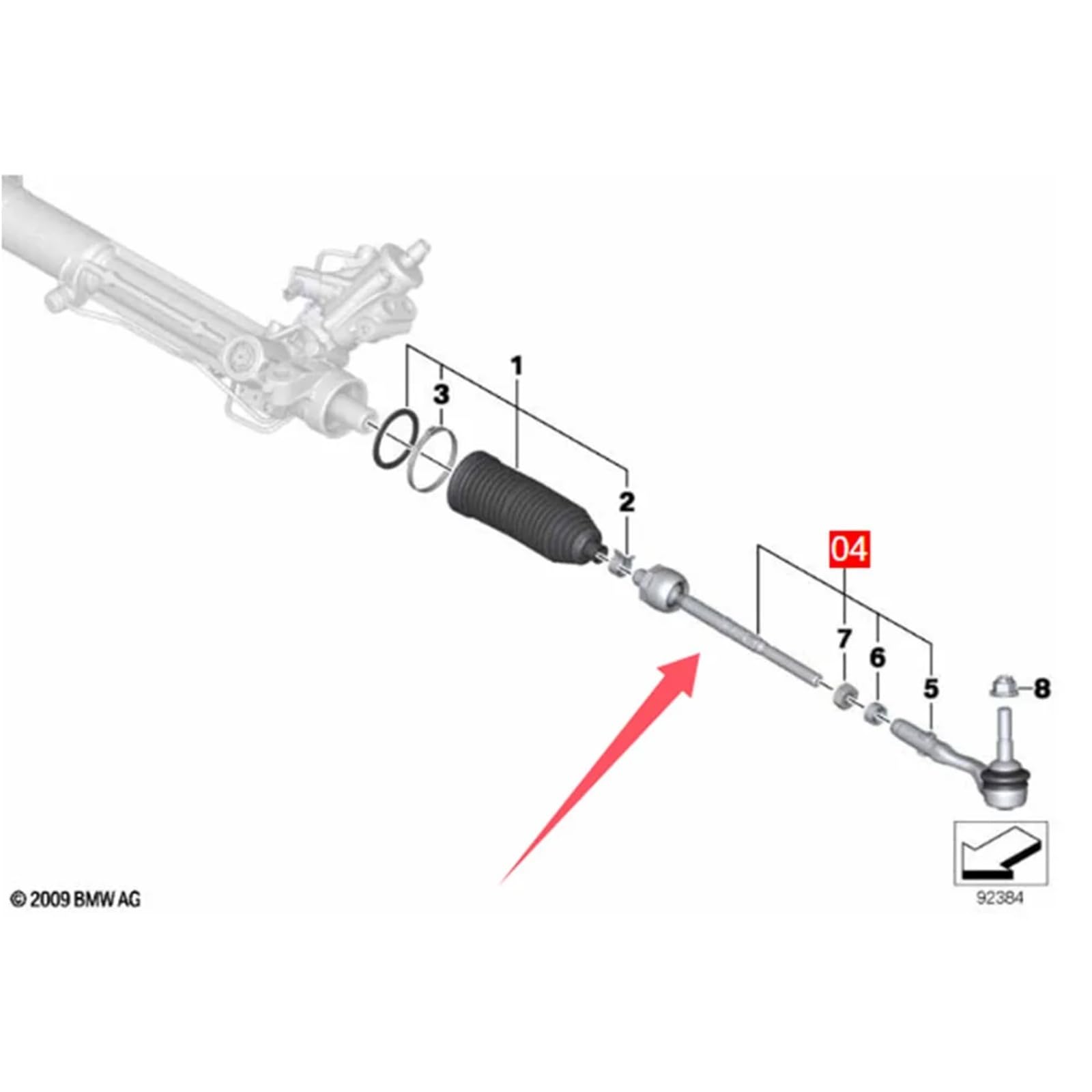 Extrémité de biellette de direction Rotule de direction intérieure pour BMW Série 7 E65 E66 730d 740i 745Li 3.6L 4.0L .4L 32216756368 Pièce automobile