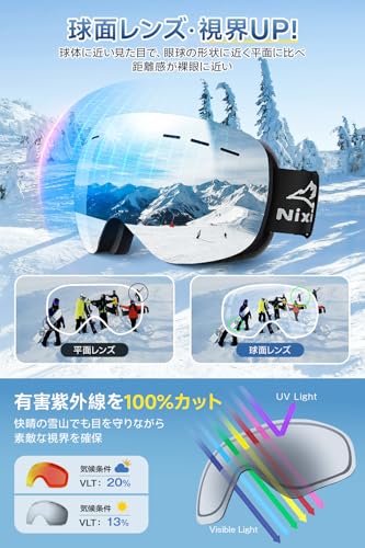 Yukiti スキーゴーグル ダークフレーム シルバーレンズ