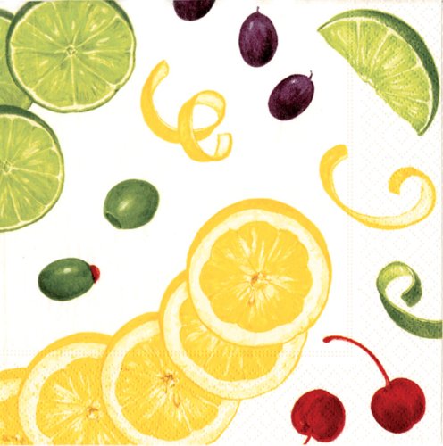 Entertaining with Caspari Set of 2 With A Twist Too Set of 20 Paper Cocktail Napkins