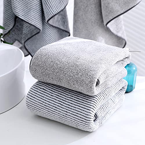 Serviette de toilette grand format 140x70 cm coton doux gris