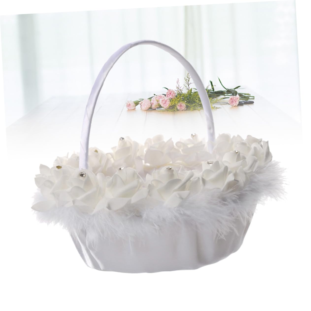 Hochzeitsblumenkorb Hl-5620-bs 2 Stück aus Gewebe, Weiß | Blumen und Rosenblätter, für Abschlussfeiern, Partydekoration mit Novitäten