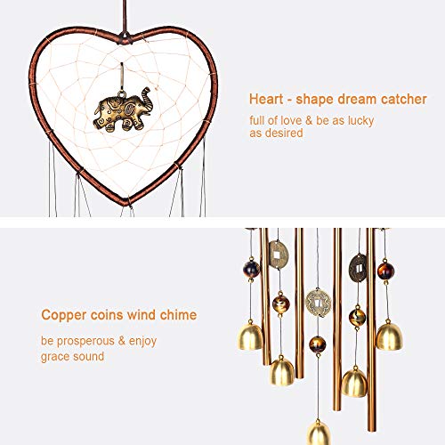 Promise Yo Elephant Wind Chimes Outdoor, Heart Wind Chimes Indoor Dream Catcher Wind Chimes Outdoor Bell Wind Chimes Mom Windchime For Garden, Yard, Patio, Home, Room, Window Décor (Heart-Elephant) #TOP5
