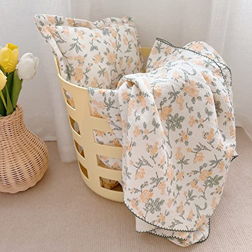 Bulutu Large Nursery Crib Quilt Blanket Cotton Muslin Cradle Floral Baby Blankets For Kids Reversible Summer Quilt With Begonia Pattern For Boys Girls Soft Skin Friendly,Lightweight 1 Pack,47X51’’ #TOP4