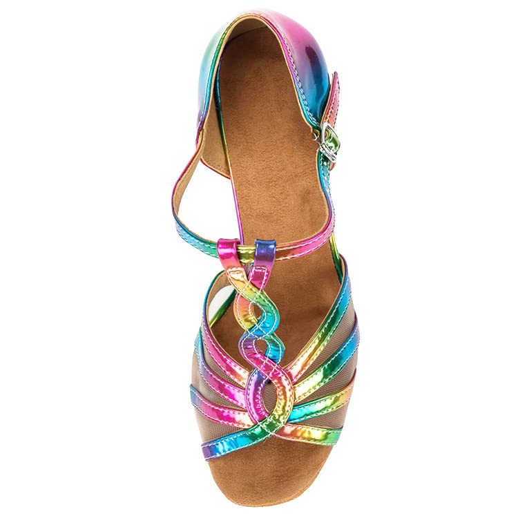 denova's Women's Patent High Heel Ankle Strap Indoor and Outdoor Dance Sandal for Latin Slasa Ballroom3