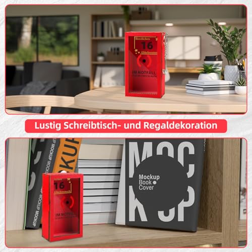 Anruzon - Originelle 16 Geburtstag Geschenk mädchen & Junge - 16.Geburtstag Geldgeschenke - Lustige Notfallbox mit Hammer und Seil - Deko Holzkiste - Personalisierbares Geschenk